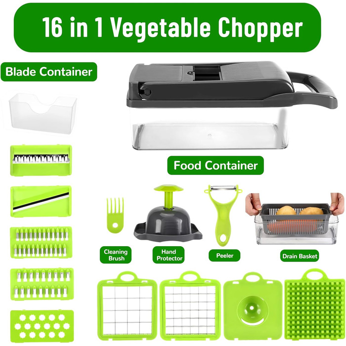 Багатофункціональний овочевий слайсер Lociban 16-в-1: слайсер для овочів, фруктів, картоплі, цибулі