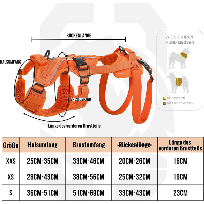 Шлейка для собак OneTigris Hopper для підтримки та реабілітації, XS (S:8-15кг, Обіх:36-51см, Грудка:51-69см), Помаранчевий