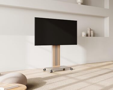 Підставка для телевізора FITUEYES Zen серії, сірого кольору, з натурального буку, поворотна, регульована по висоті, для телевізорів 32-65 дюймів