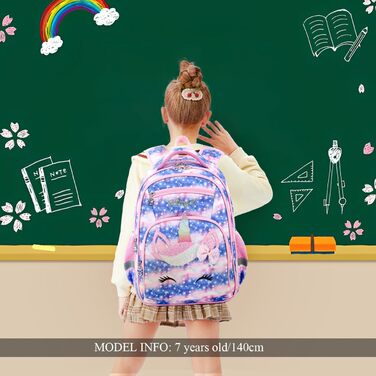 Дитячий рюкзак Cusangel для школи, 1-7 клас, велика місткість, 16 дюймів, зірка, єдиноріг