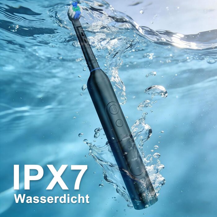 Електрична зубна щітка Rotierende для дорослих з 8 насадками, 3 режимами чищення, акумулятором до 50 днів та Smart-таймером 2 хв - Чорна