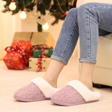 Жіночі зимові капці Evshine з плюшу та ефектом пам'яті (Memory Foam), протиковзкі, рожеві, розмір 39/40 EU