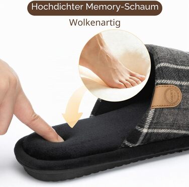 Чоловічі домашні капці GOEWY з ефектом пам'яті (Memory Foam) – відкритий носок, дихаючі та протиковзкі, для дому та вулиці (Чорні, 43.5 EU)