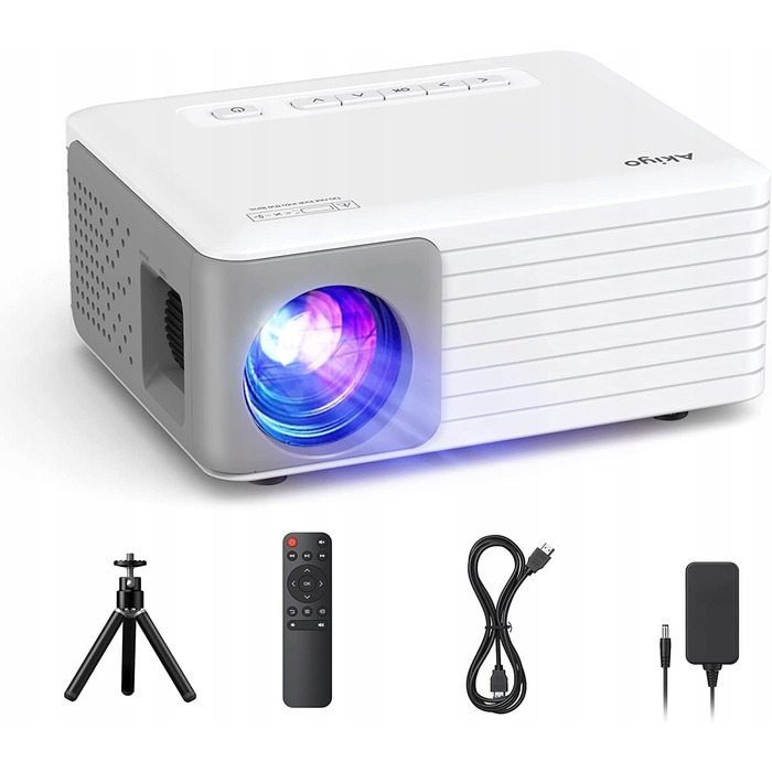 Портативний міні-LED проектор AKIYO HD 1080P, білий