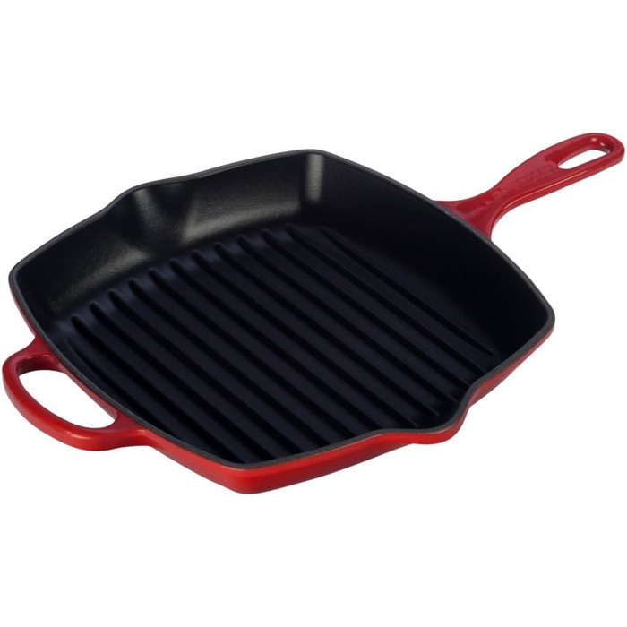 Le Creuset Signature чавунна гриль-сковорода квадратна 26 см, для всіх плит, індукція, 2,86 кг, червона