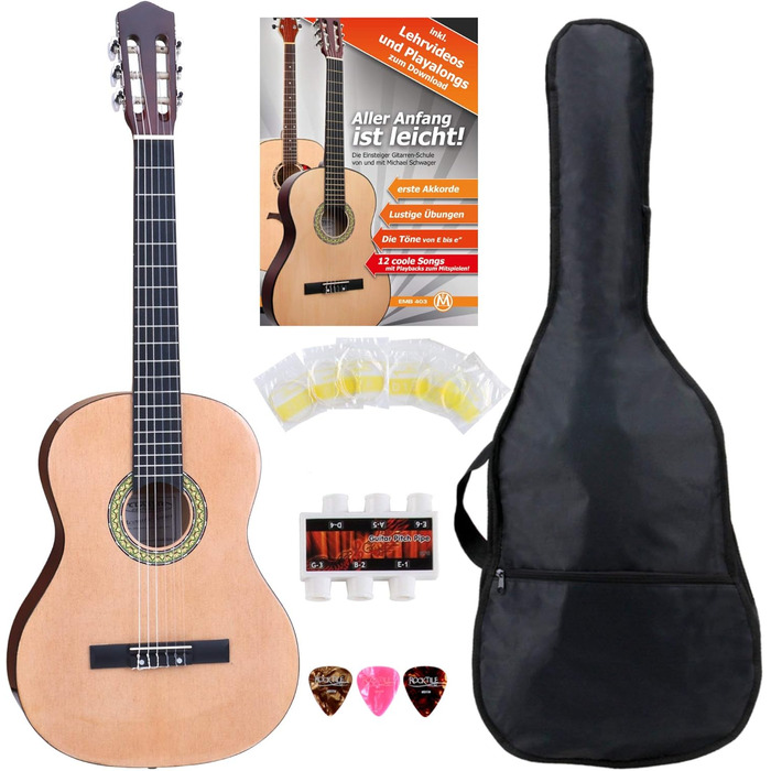 Класична гітара Cantabile AS-861 1/2 Starter Set (для дітей 5-9 років), з чохлом, струнами, нотами, медіатором, тюнером, натуральний колір