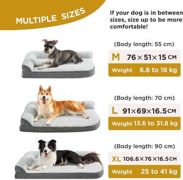 Orthopedic Dog Bed for Large Dogs - 106.6x76x16.5cm Dog Sofa with Egg-Crate Foam and Waterproof Liner, Cozy Washable Dog Couch Bed, Grey