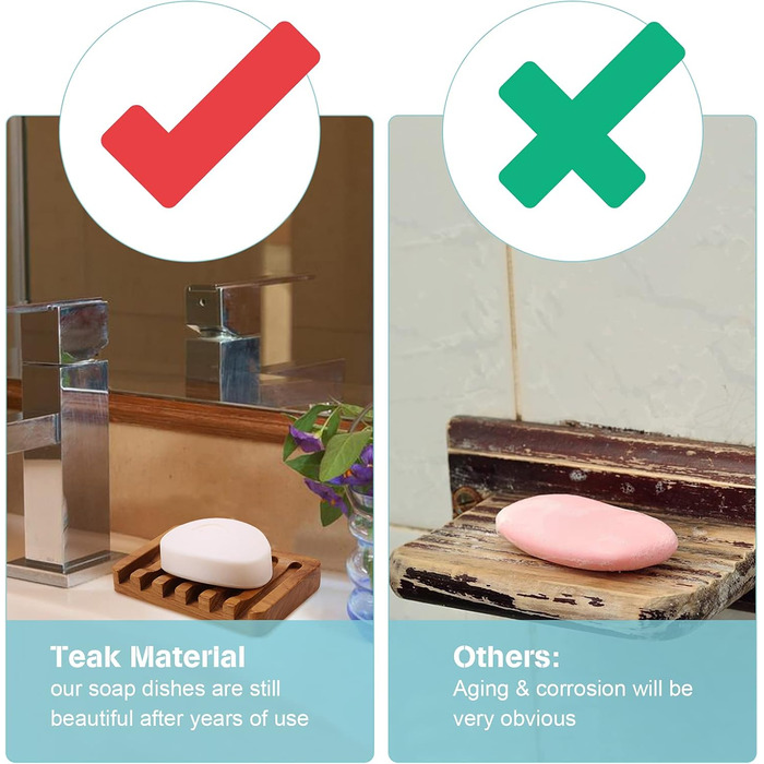 Дерев'яна мильниця з тику (HTB) з водоспадним дизайном для ванної, кухні та туалету, 1 шт.