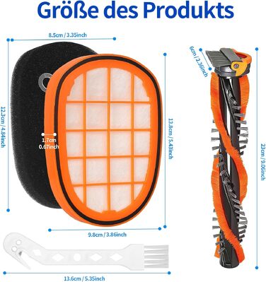 Комплект фільтрів (4 шт.) та щіток (2 шт.) для акумуляторного пилососа Philips SpeedPro Max (FC5005/01, FC6728, FC6727, FC6822, FC6812, XC7042/01, XC8045/01, XC8147/01)