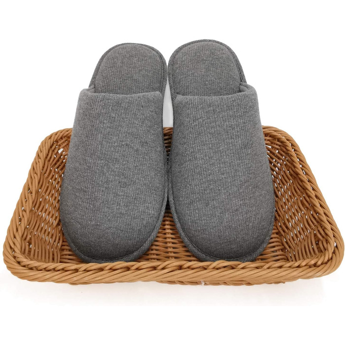 Чоловічі халапи Оfoot з бавовни, зручні домашні тапочки, Memory Foam, плоскі, можна прати, Slip-on, для дому (41/42 EU, Темно-сірий)