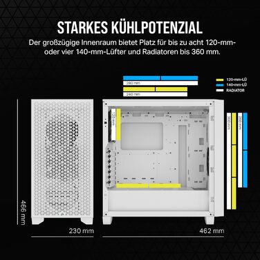Комп'ютерний корпус CORSAIR 3000D AIRFLOW з 2 вентиляторами SP120 Elite, підтримка 2x GPU, до 8 вентиляторів 120mm, висока продуктивність