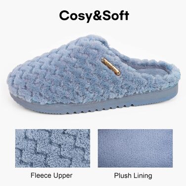 Тапочки жіночі LongBay з меморі-піною та плюшем, антиковзкі (38/39 EU, блакитні)