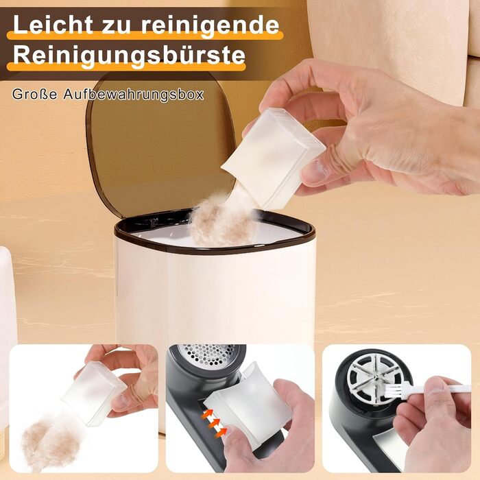 Електричний видалення ворсу Fusselrasierer: перезаряджуваний, 6 лез, USB-C, LED, 3 швидкості, великий збірник ворсу, захисний замок