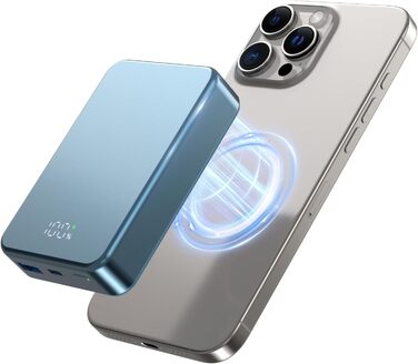 Магнітний Power Bank бездротової зарядки 26800mAh, швидка портативна зарядка з USB-C, для iPhone 16/15/4/13/12 та Android