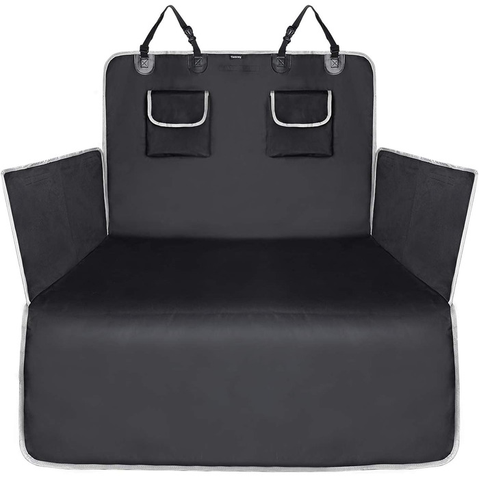 Захист для багажника авто Toozey для собак – Ultraleichte Hundedecke, універсальний, водовідштовхувальний, міцний, з боковим захистом та великими кишенями, швидкий монтаж, XL, чорний з сірою кромкою