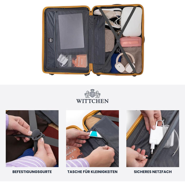 Набір валіз WITTCHEN COMODO Line: 4 шт. з ABS, телескопічний ручка, TSA-замок, 4 колеса, жовтий