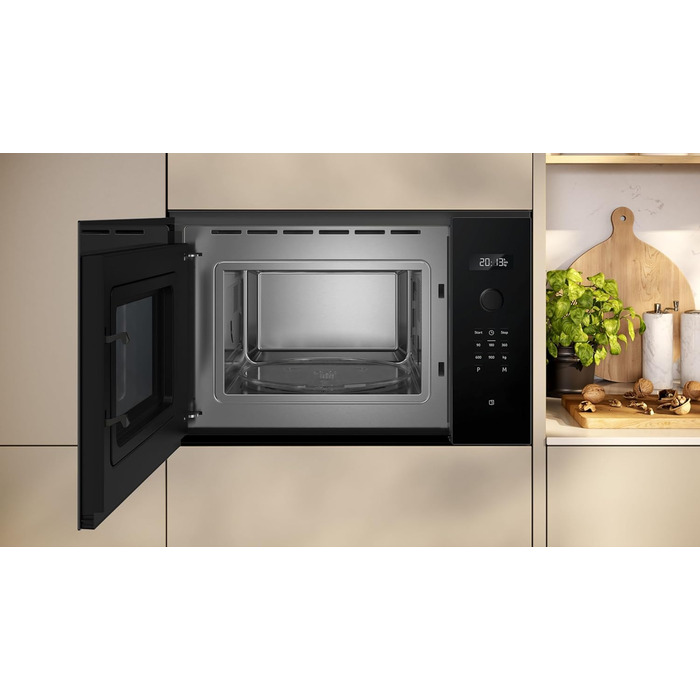 Вбудована мікрохвильова піч NEFF HLAWG25S3, 50x38 см, LED дисплей, автоматичні програми, Easy Clean, Easy Clock, чорний колір