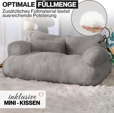 Кішка Софа Simba для котів та собак сірого кольору | З міні-подушкою | 70x48 см | Ліжко для котів та собак | М'яке, з достатньою підкладкою | Знімний чохол