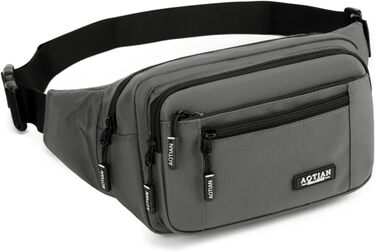 Поясна сумка на пояс для чоловіків та жінок, сумка на пояс з блискавкою, багатофункціональна поясна сумка, 5 відділень, спортивна сумка на пояс для активного відпочинку, туризму, кемпінгу та їзди на велосипеді (#2 Сірий-a)