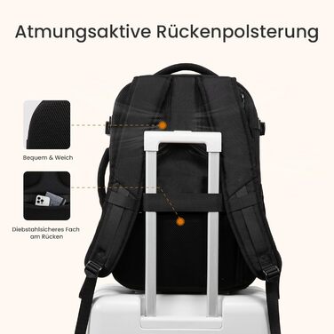 LOVEVOOK Рюкзак ручної поклажі 40L, великий розширюваний туристичний рюкзак для чоловіків, рюкзак для ноутбука 17 дюймів, валіза-рюкзак, ручна поклажа для подорожей, чорний