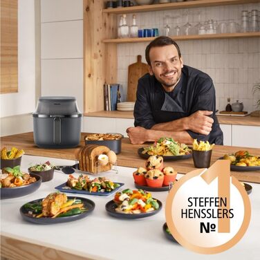 Philips Airfryer 3000 Series 4.2L, Viewing Window, 16-in-1 Airfryer, RapidAir Plus Technology, Less Fat, HomeID Recipe App, Effortless Cleaning (NA320/00)