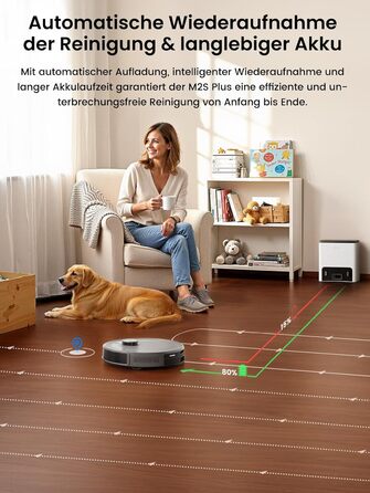 Робот-пилосос LEFANT M1: Мапірування, вологе прибирання, No-Go зони, 5500Pa, керування через додаток/Alexa, білий