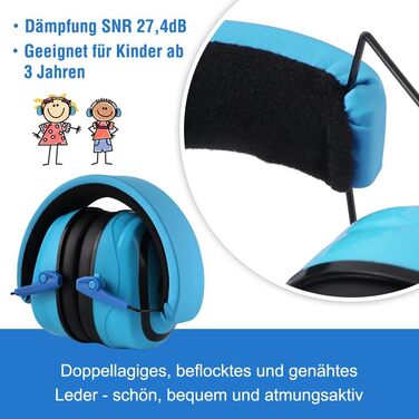 Навушники для дітей Green Devil - захист від шуму, блакитні (SNR27.4)