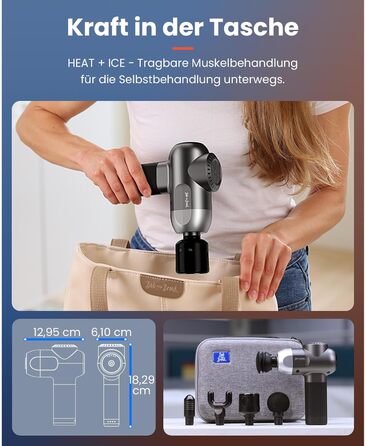 Bob & Brad C2 Deep Tissue Massage Gun - 5 Speed Muscle Massager with 5 Attachments for Home, Office, Workout, Recovery & Pain Relief - Heat & Cold Therapy Head