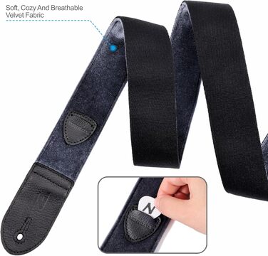 Гітарний ремінь Nefelibata з повного нубуку, вінтажний велюровий ремінь, безкоштовний бонус: 4 медіатори + фіксатори ремінця + кнопка для ремінця, подарунок для бас-гітари, електро- та акустичної гітари (Чарівний фіолетовий, вінтажний сірий)