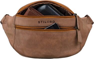 STILORD 'Marian' поясна сумка з натуральної шкіри вінтаж для чоловіків та жінок. Поясна/Hüfttasche для телефону, косметики, камери. Cognac (коньячний) колір. Оригінальний дизайн для подорожей, вечірок, концертів та фестивалів.