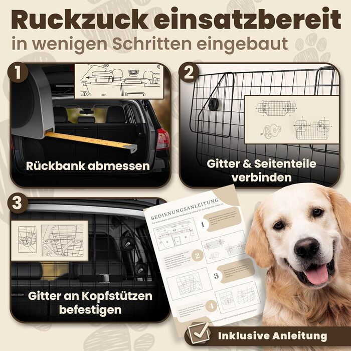 Сітка для собак у багажник авто | Якісна та міцна перегородка для багажника | Перегородка для багажника