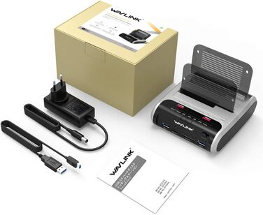 Док-станція для жорстких дисків WAVLINK ST336A: USB, SATA, TF/SD, зарядка, Offline Clone