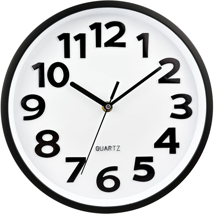 Plumeet 40.6cm Extra Large Wall Clock, Silent Non-Ticking Quartz Decorative Clocks, Modern Style Good for Living Room, Kitchen, Living Room, Bedroom, Office, Large 3D Number Display, (White) (25 cm, Ivory)