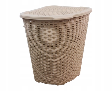 Кошик для білизни Katex, 60 л (бежевий, білий, сірий)