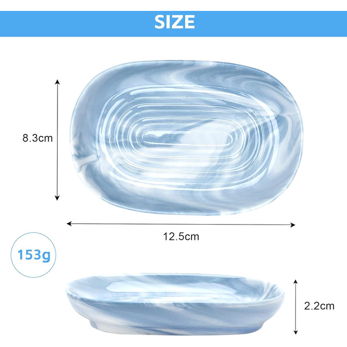 2 шт. мильниця керамічна, антиковзка, тримач для мила, мармур, овальна, для ванної, кухні, душу