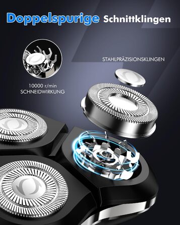 Електричний чоловічий бритва 3D з підзарядною базою - IPX7, вологостійкий, чорний