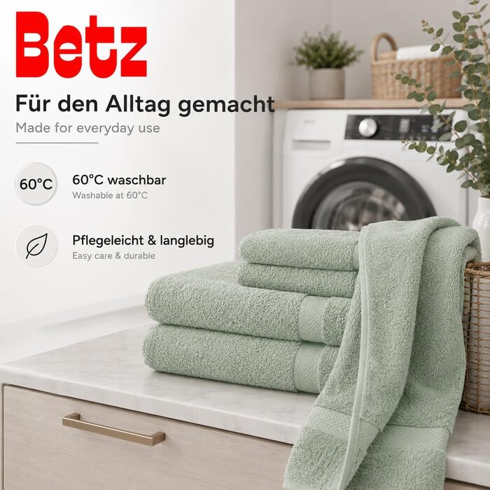 Набір рушників для ванної Betz Premium, 6 шт. (4 шт. 50x100 см, 2 шт. 70x140 см), 100% бавовна, колір сірий-зелений (Heugrün)