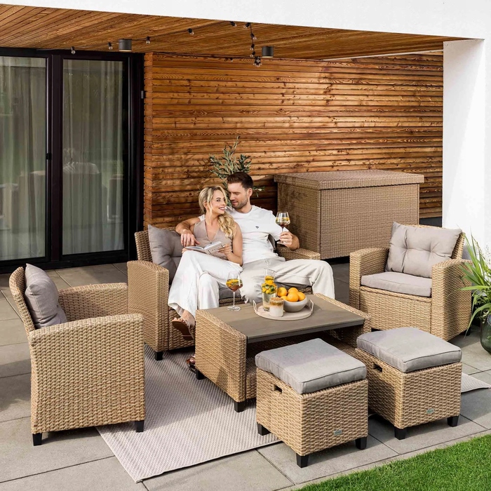 Комплект садових меблів Di Volio DV-016GF Firenze, техноротанг, бежевий, 6 предметів
