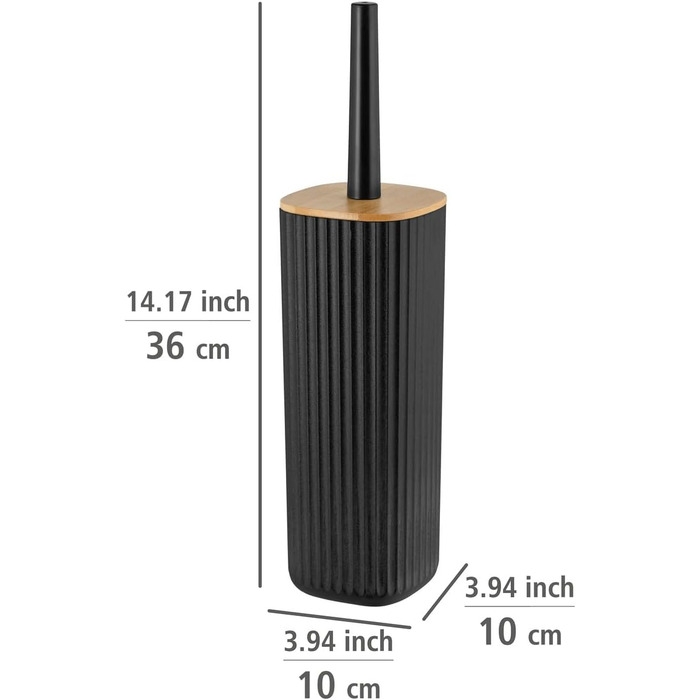 Набір для туалету WENKO Rotello: щітка та тримач з бамбуковим кришкою, білий/натуральний, Ø 10 x 36 см