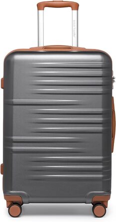 Валіза British Traveller: міцний ABS+PC, розмір 54x36.5x21.5 см, колір білий (сірий, SET)