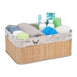 Relaxdays Bamboo Storage Basket with Print