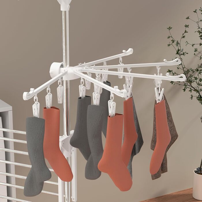 Сушарка для білизни Hyfive, велика, 4 яруси, з кріпленням для шкарпеток, нержавіюча сталь, складається для зберігання