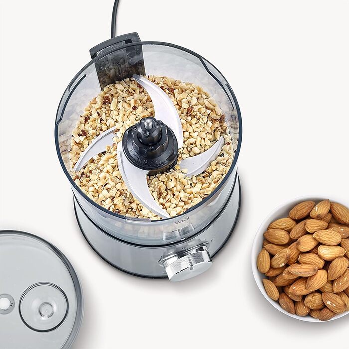 SEVERIN Compact Multi-Chopper, Universal Chopper for Coarse and Fine Chopping, Food Processor with Extensive Accessories, Brushed Stainless Steel / Black, KM 3865