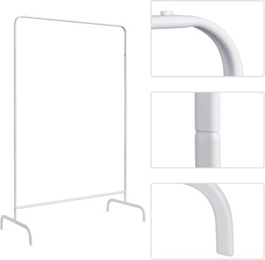 EUGAD Clothes Rack Coat Rack Laundry Rack, Coat Clothes Stand, Clothes Rail White, 99x46x153cm, Heavy Duty Cloth Rail