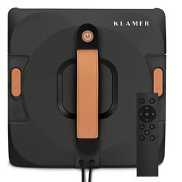 Робот для миття вікон KLAMER 3500 Pa: автоматичний очищувач з резервуаром для води 100 мл, режим вологого очищення, виявлення країв, тихий (60 дБ), захист від падіння, смарт-планування (Чорний)