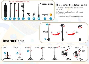 Підставка для мікрофона GUITTO з двома тримачами для смартфона/планшета, регульований кріплення, важка основа, для стрімінгу, подкастів, запису та живих виступів (GMS-04)