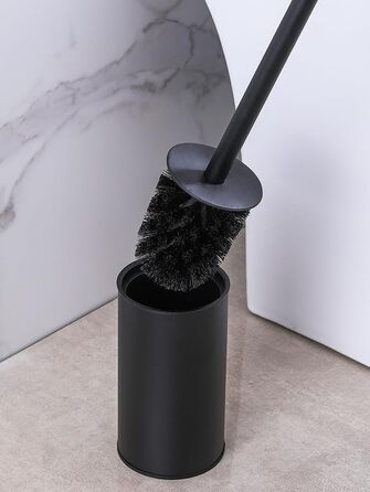 Торцева щітка для туалету та тримач з нержавіючої сталі, підлоговий, високопродуктивний очищувач для ванної кімнати (Чорний)