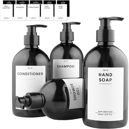 MONOKO Набір з 4 дозатори для мила, 500 мл, чорний, пластик, для душу та миття рук