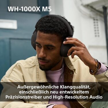 Навушники Sony WH-1000XM5 з шумозаглушенням, Bluetooth, чорні - преміум якість, Hi-Res Audio, до 30 год роботи, з кейсом