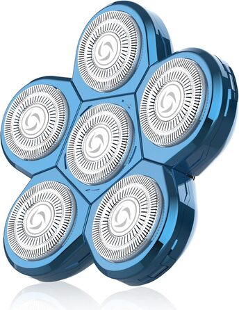 Електричний гостростример для голови чоловічий Kibiy з 6 змінними головками, водонепроникний IPX7, LED-дисплей, зарядка Type-C (6D синій)